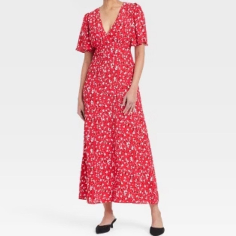 NWOT - Women’s a new day - Red Floral Midi Dress Size 6
